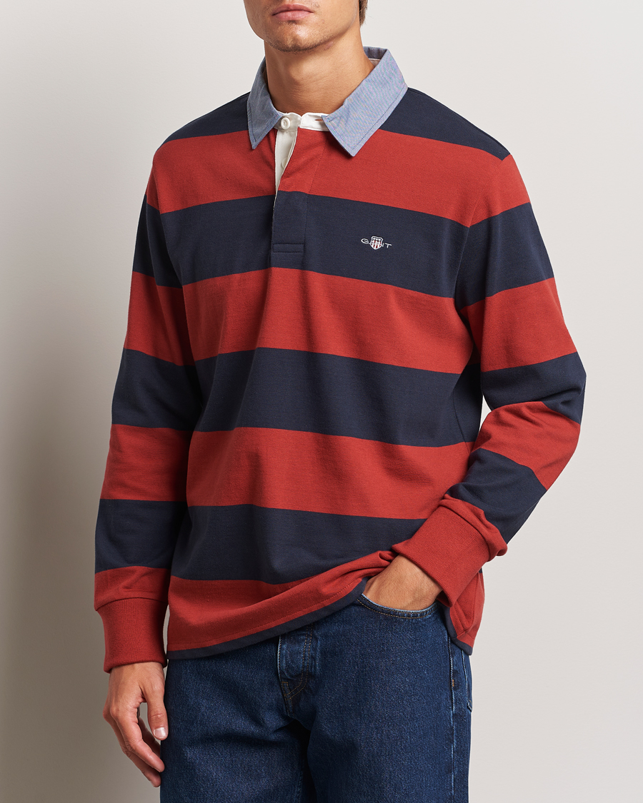 Herre | Trøjer | GANT | Original Barstriped Heavy Rugger Iron Red