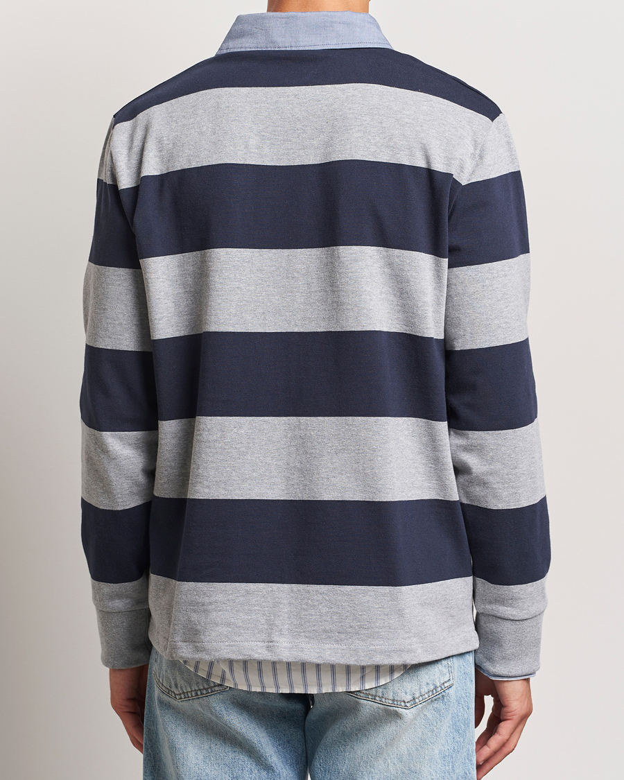 Herre | Trøjer | Gant | Chambray Striped Heavy Rugger Grey Melange