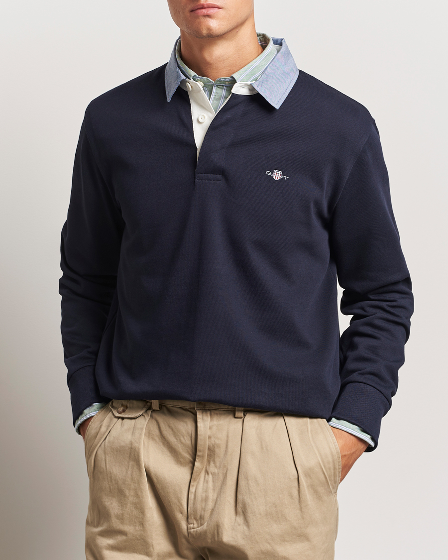 Herre | Trøjer | GANT | Original Solid Heavy Rugger Evening Blue