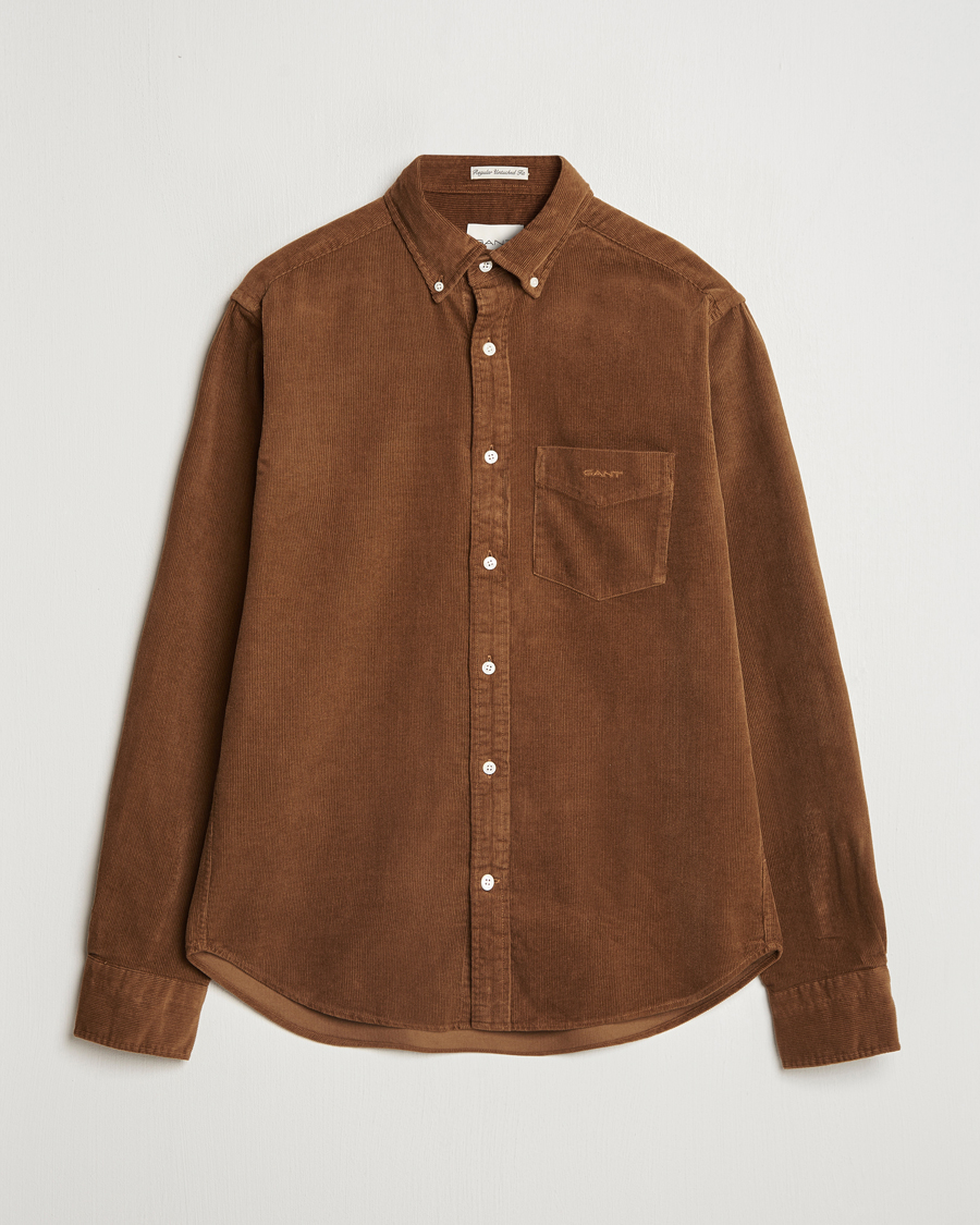 Herre | Skjorter | GANT | Regular Fit Corduroy Shirt Brown Melange