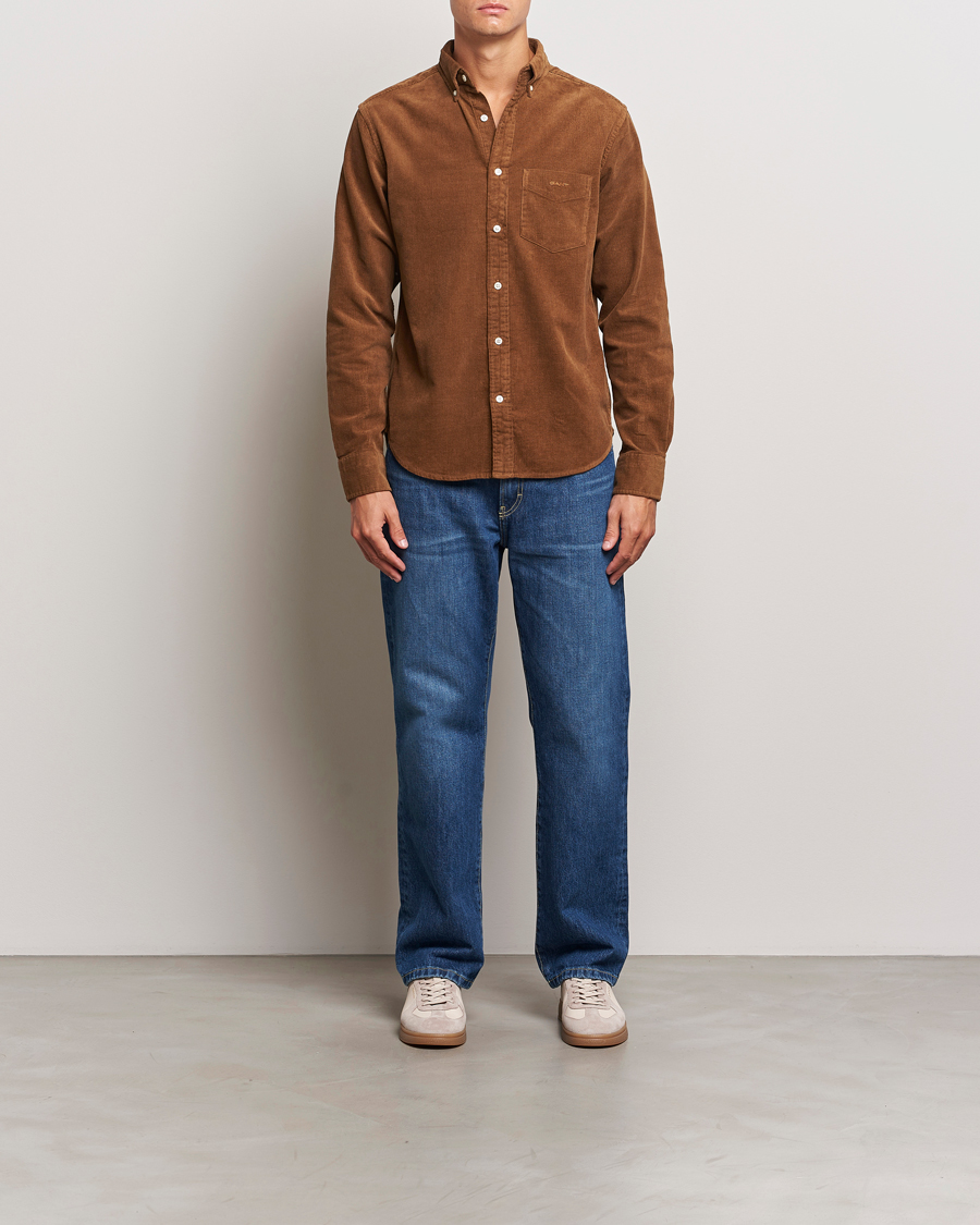 Herre | Skjorter | GANT | Regular Fit Corduroy Shirt Brown Melange