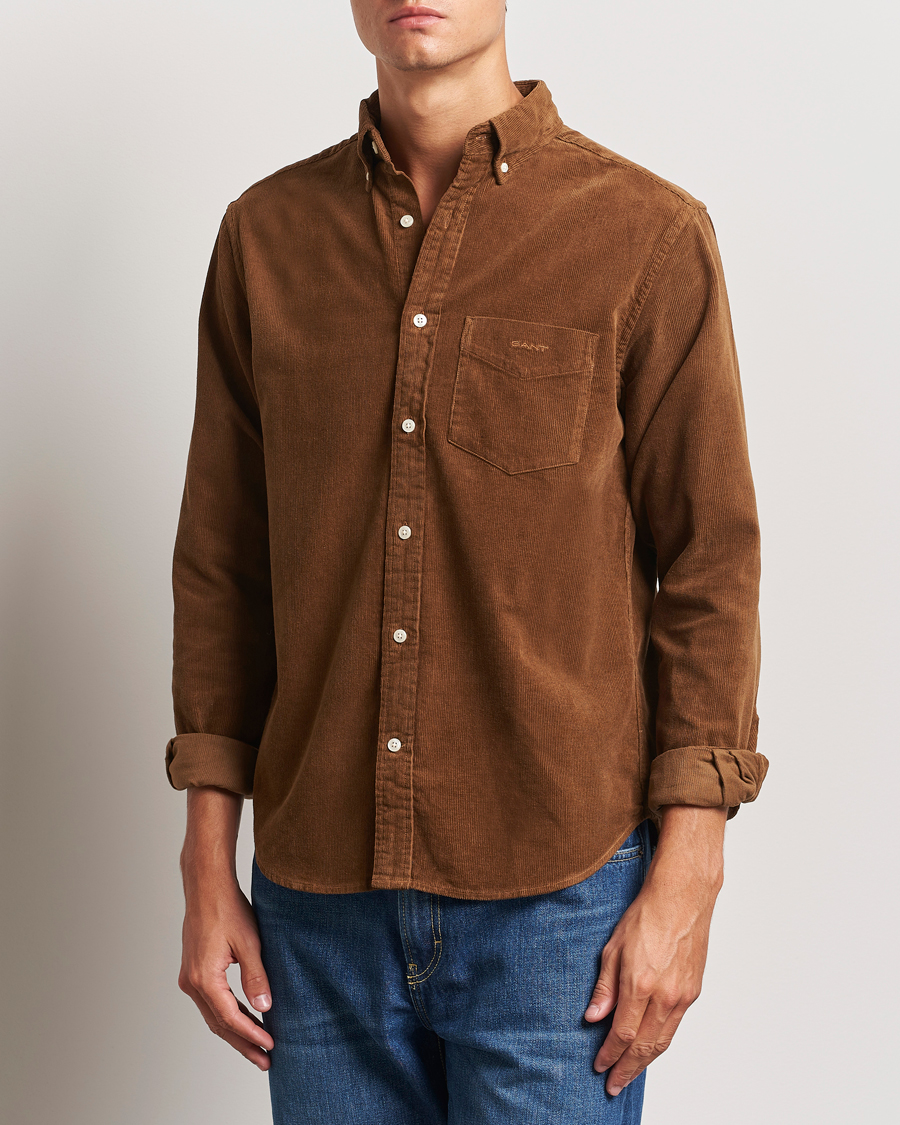 Herre | Skjorter | GANT | Regular Fit Corduroy Shirt Brown Melange