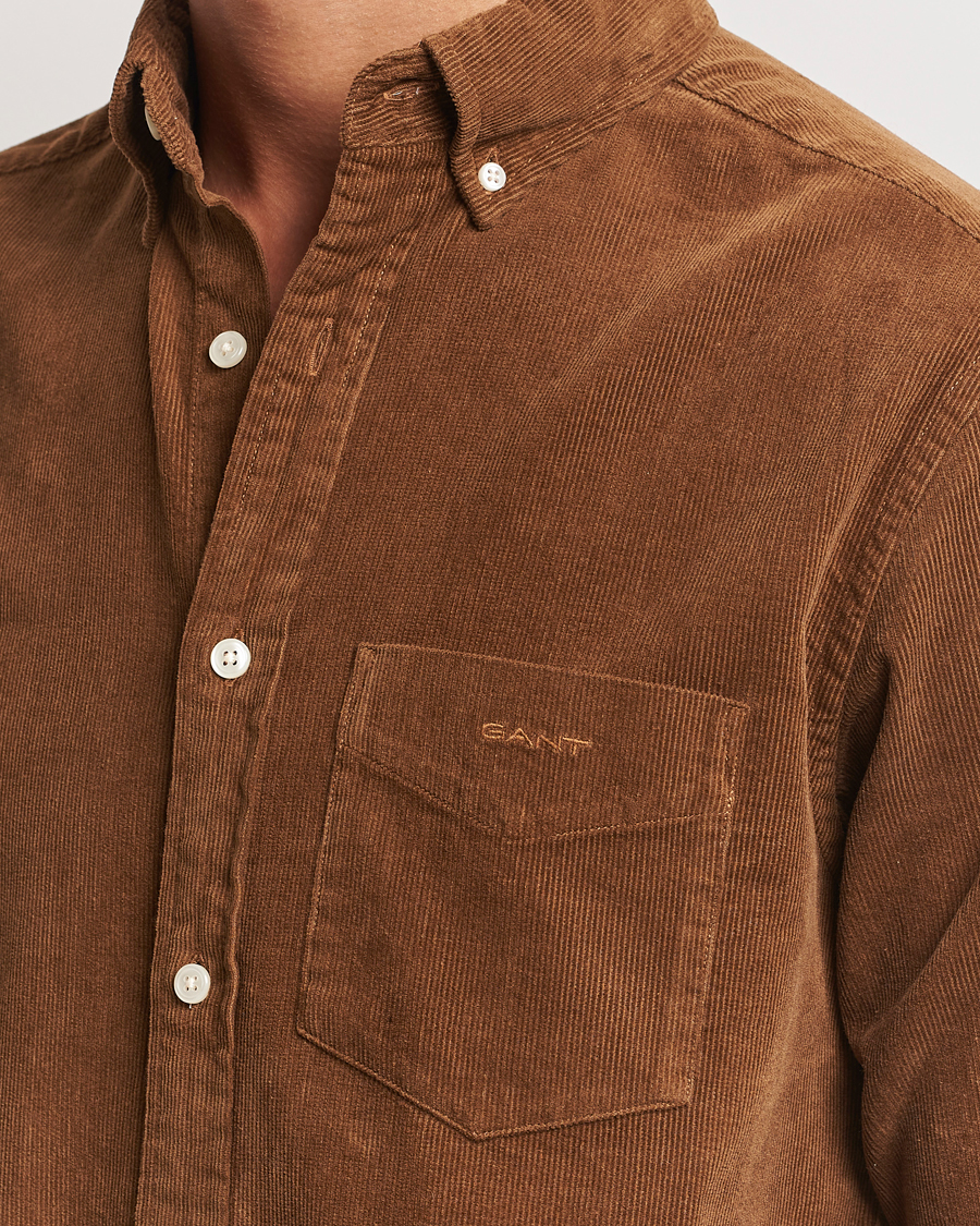 Herre | Skjorter | GANT | Regular Fit Corduroy Shirt Brown Melange