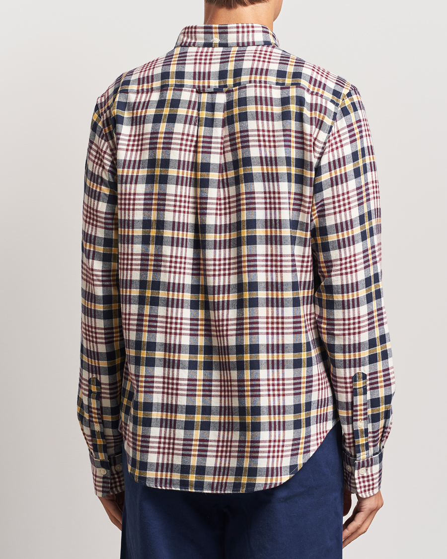 Herre | Skjorter | GANT | Regular Flannel Plaid Shirt Cream