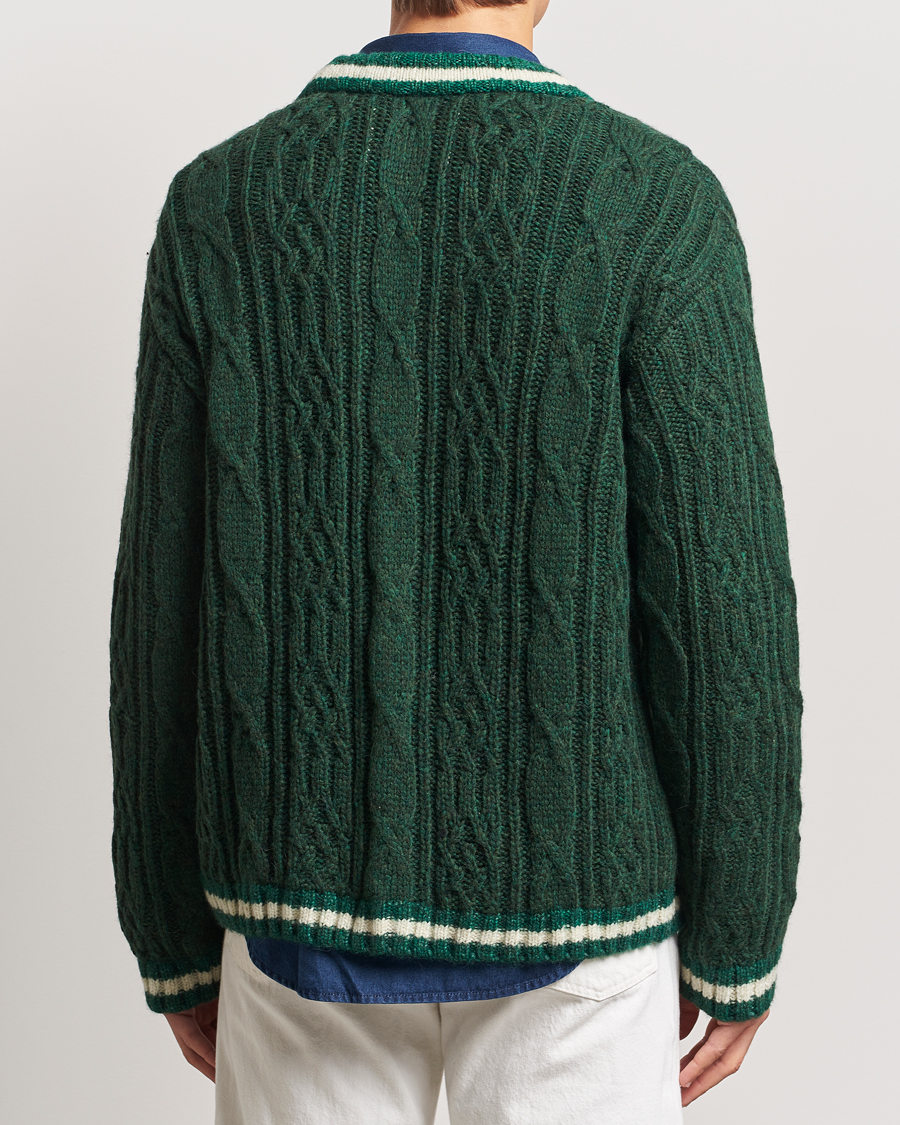 Herre | Trøjer | GANT | Seasonal G Cable V-neck Cardigan Tartan Green