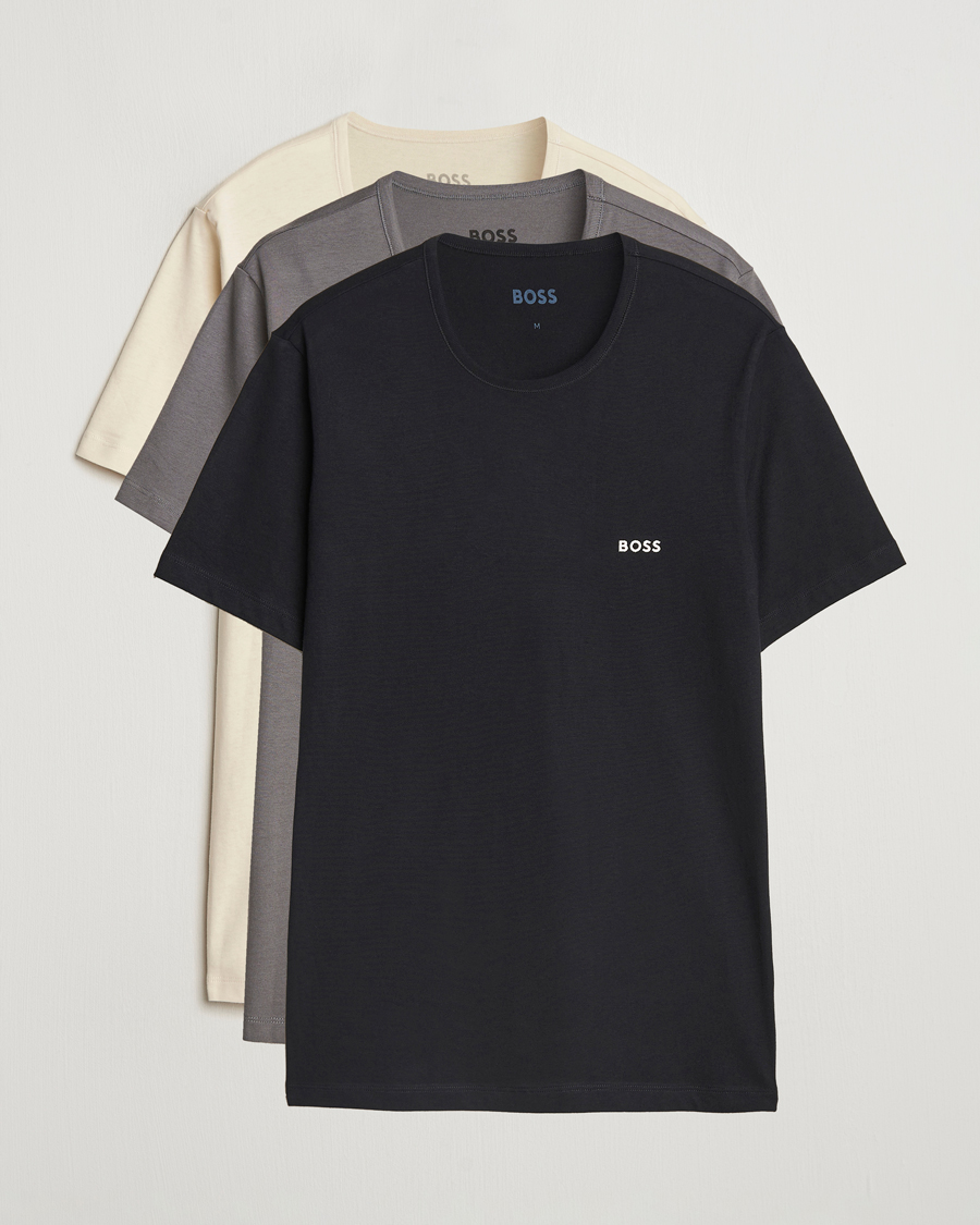 Herre | T-Shirts | BOSS BLACK | 3-Pack Crew Neck T-Shirt White/Grey/Black