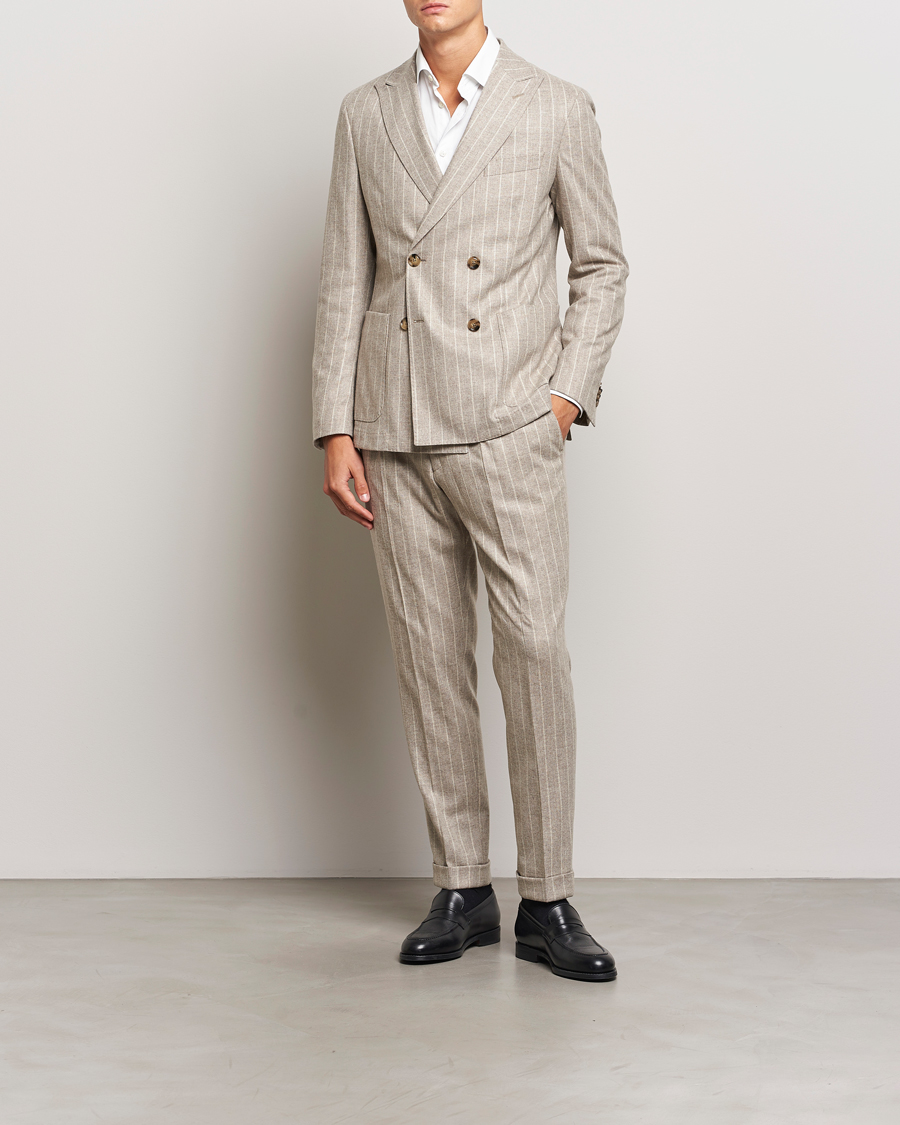 Herre | Jakkesæt | BOSS BLACK | Hanry Wool Pinstriped Suit Light Beige