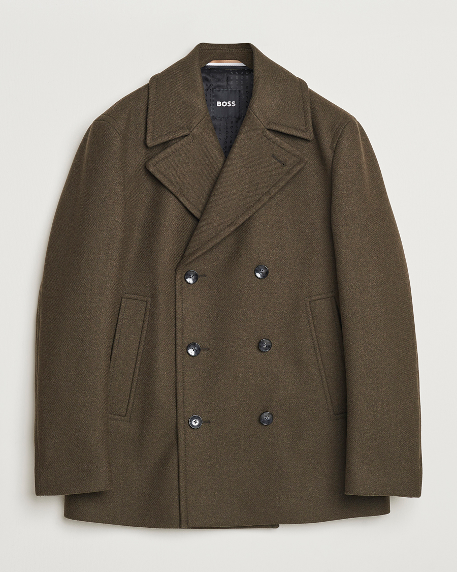 Herre | Jakker | BOSS BLACK | Clay Wool Peacoat Open Green