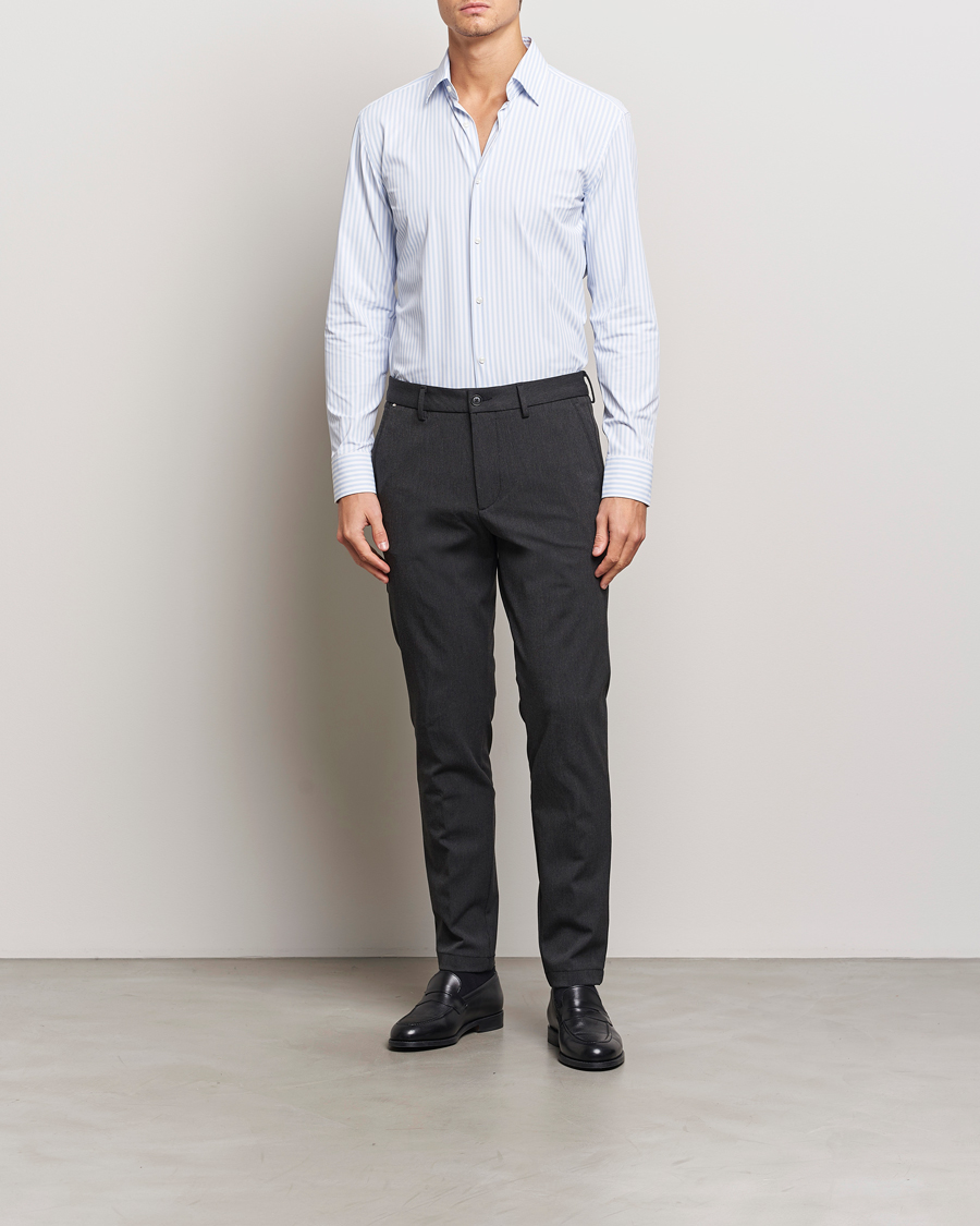 Herre | Skjorter | BOSS BLACK | Hank Striped 4-Way Stretch Shirt Blue/White