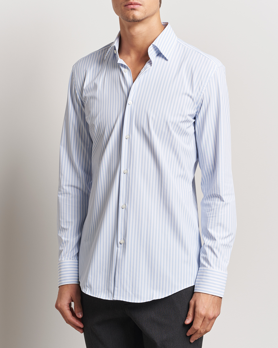 Herre | Skjorter | BOSS BLACK | Hank Striped 4-Way Stretch Shirt Blue/White