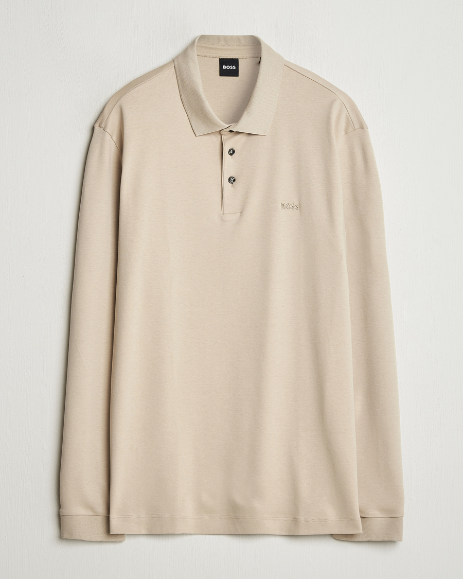 Herre | Trøjer | BOSS BLACK | Pado Mercerized Long Sleeve Polo Light Beige