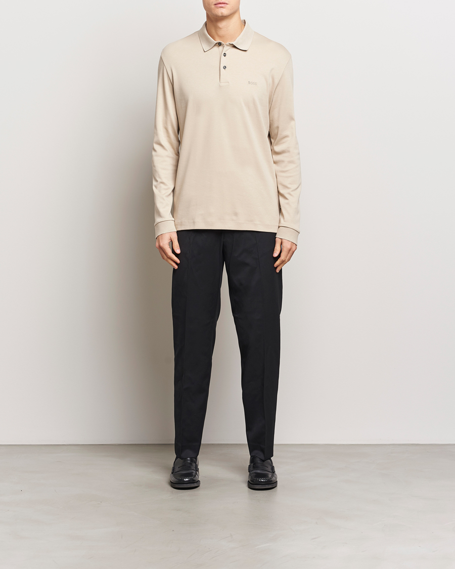 Herre | Trøjer | BOSS BLACK | Pado Mercerized Long Sleeve Polo Light Beige