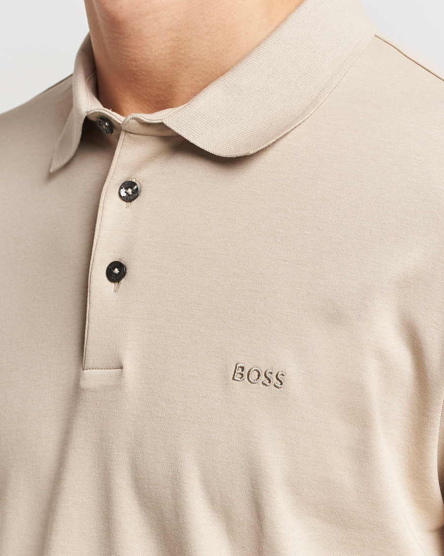 Herre | Trøjer | BOSS BLACK | Pado Mercerized Long Sleeve Polo Light Beige