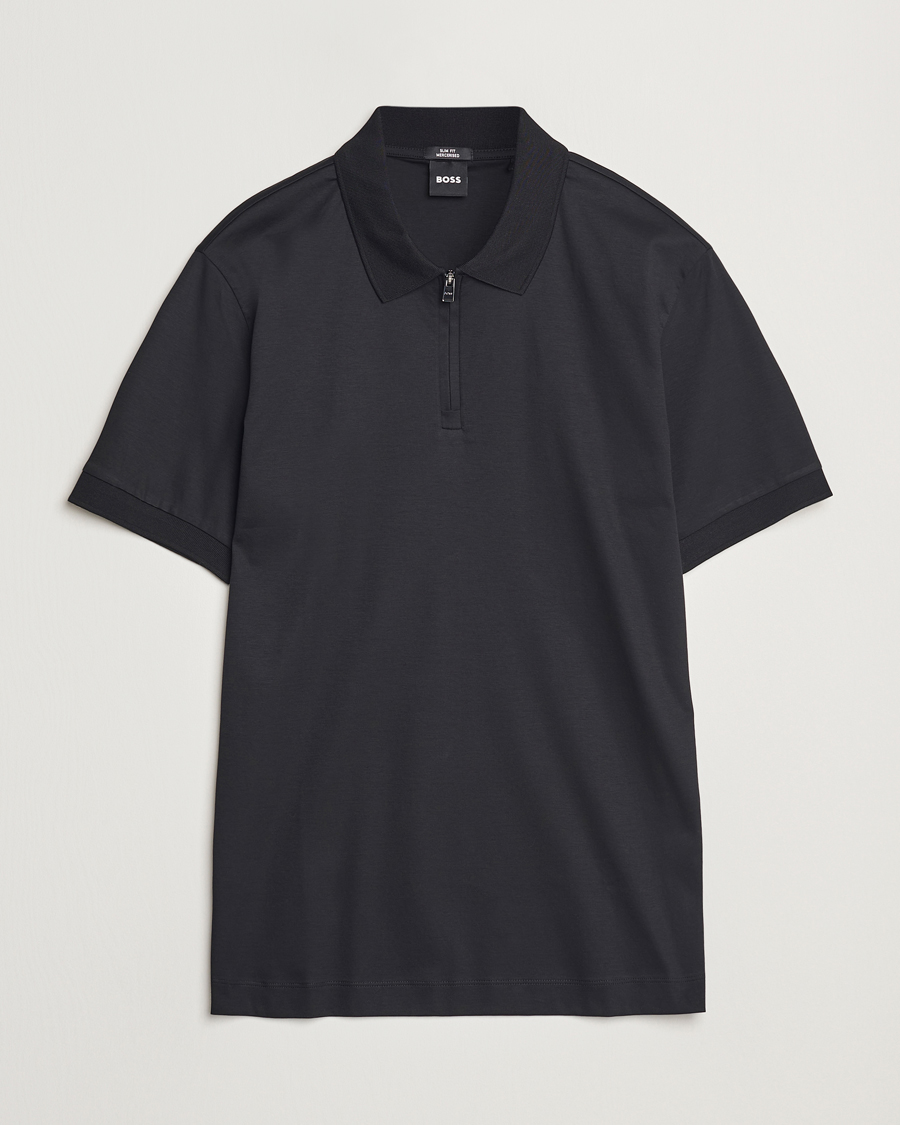 Herre | Polotrøjer | BOSS BLACK | Paras Mercerized Half Zip Polo Black