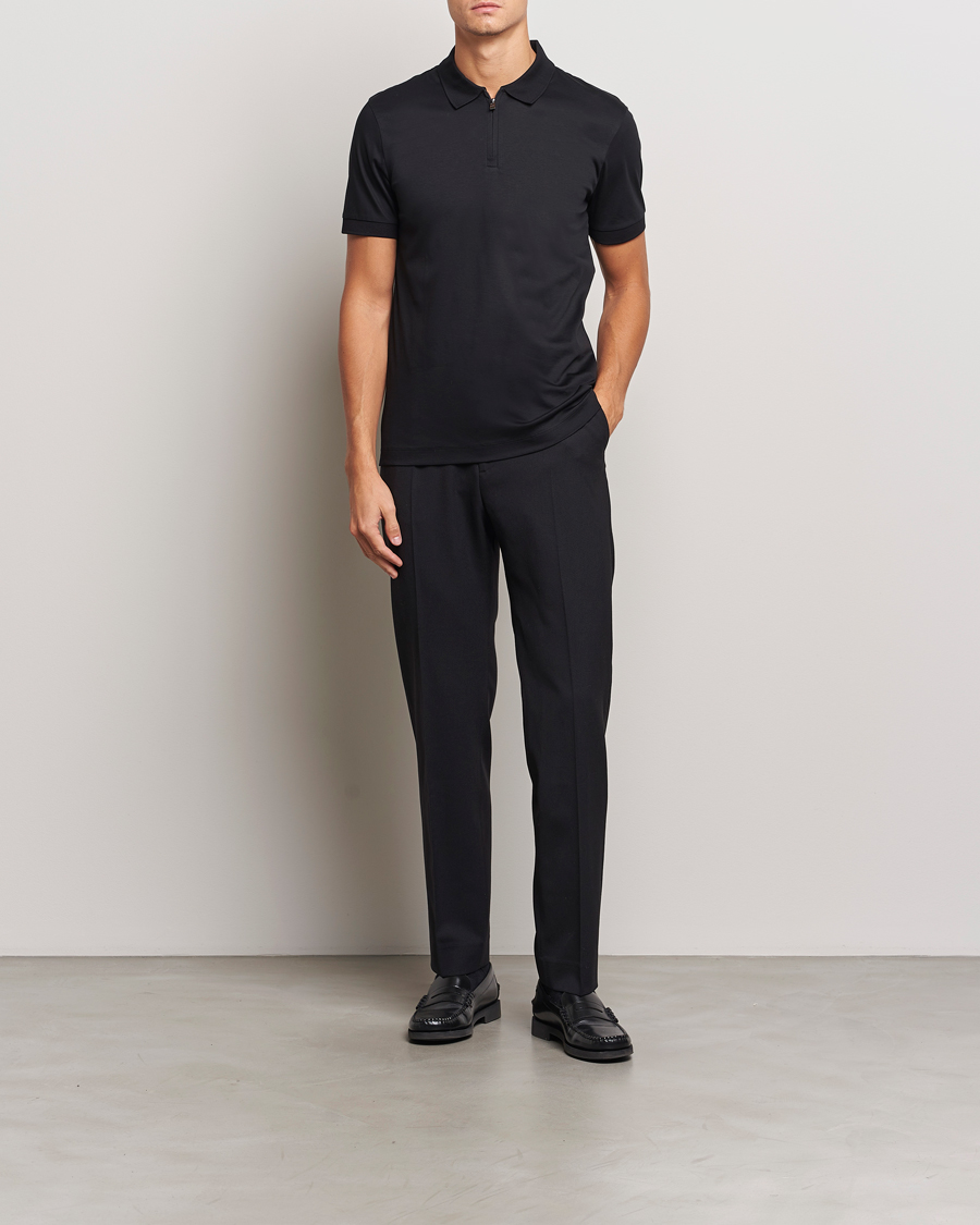 Herre | Polotrøjer | BOSS BLACK | Paras Mercerized Half Zip Polo Black