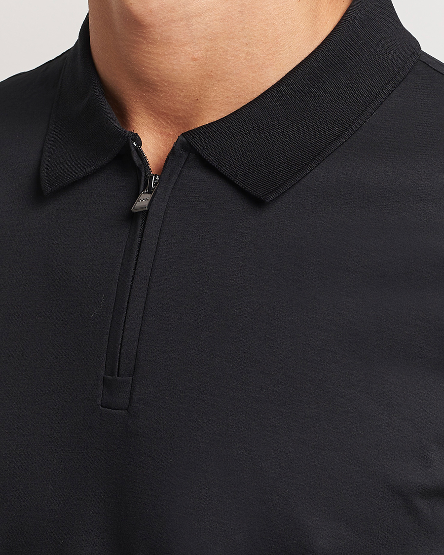 Herre | Polotrøjer | BOSS BLACK | Paras Mercerized Half Zip Polo Black