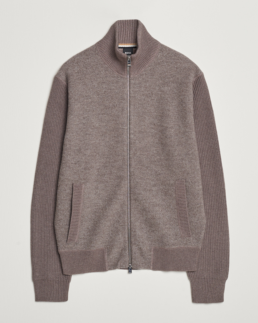 Herre | Trøjer | BOSS BLACK | Emeraviglio Wool/Cotton Full Zip Dark Beige