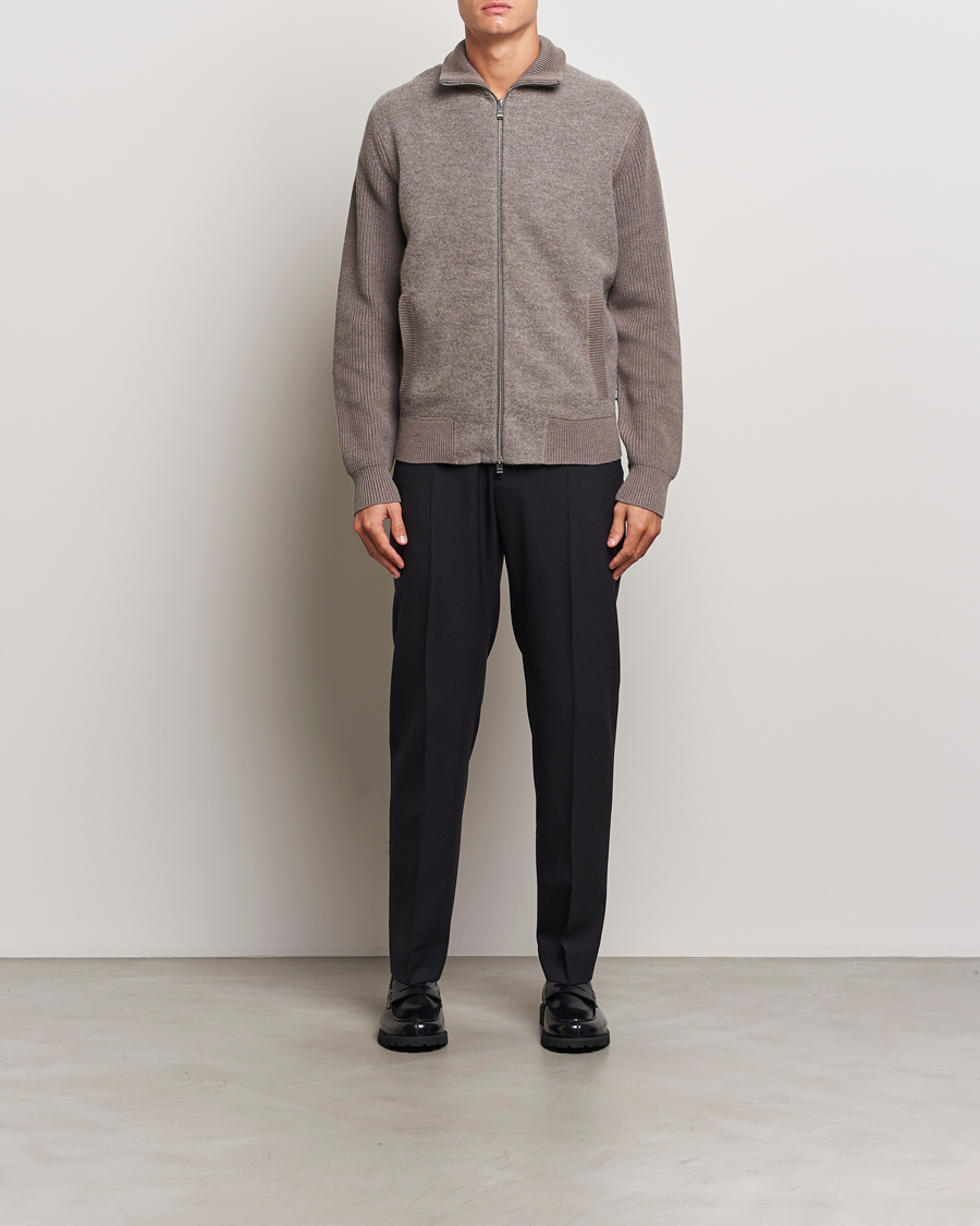 Herre | Trøjer | BOSS BLACK | Emeraviglio Wool/Cotton Full Zip Dark Beige