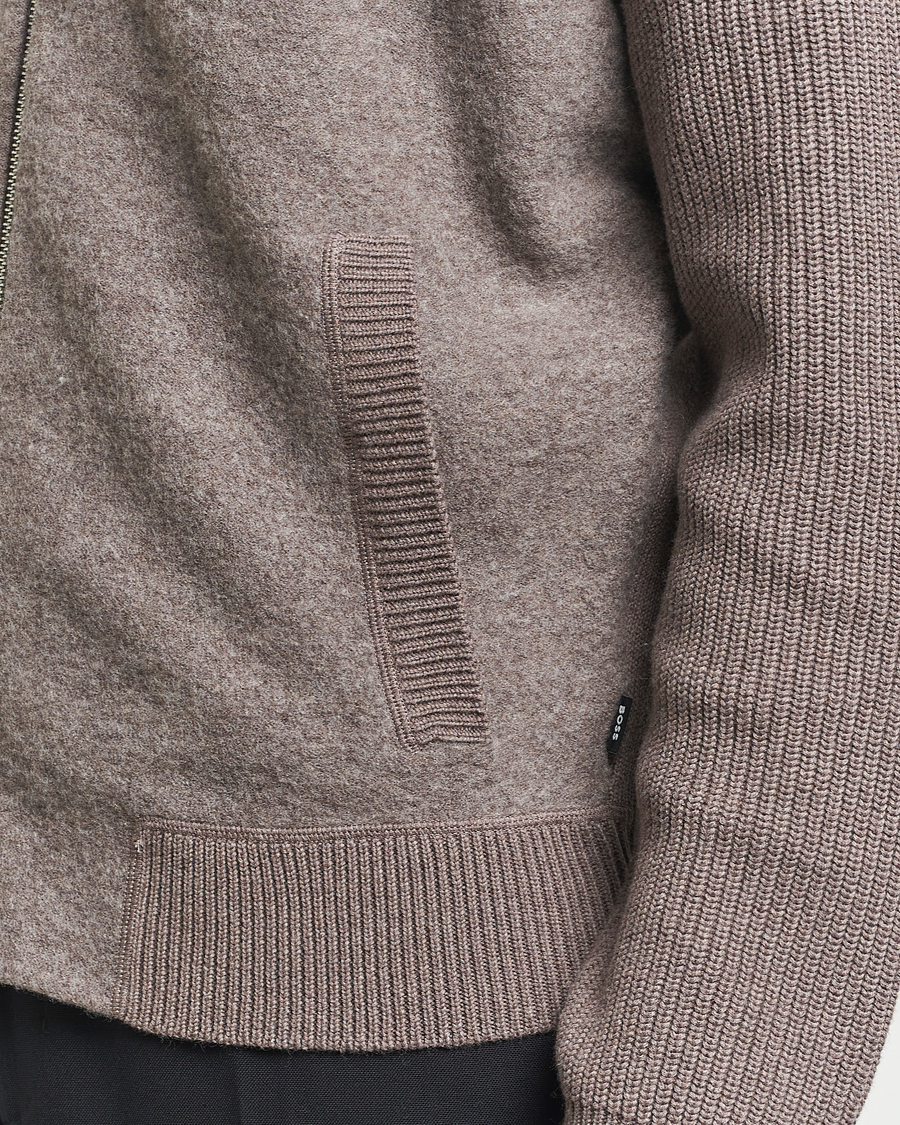 Herre | Trøjer | BOSS BLACK | Emeraviglio Wool/Cotton Full Zip Dark Beige