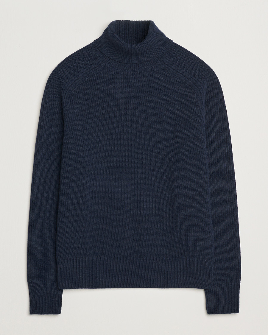 Herre | Trøjer | BOSS BLACK | Evento Wool Rib Knitted Polo Dark Blue