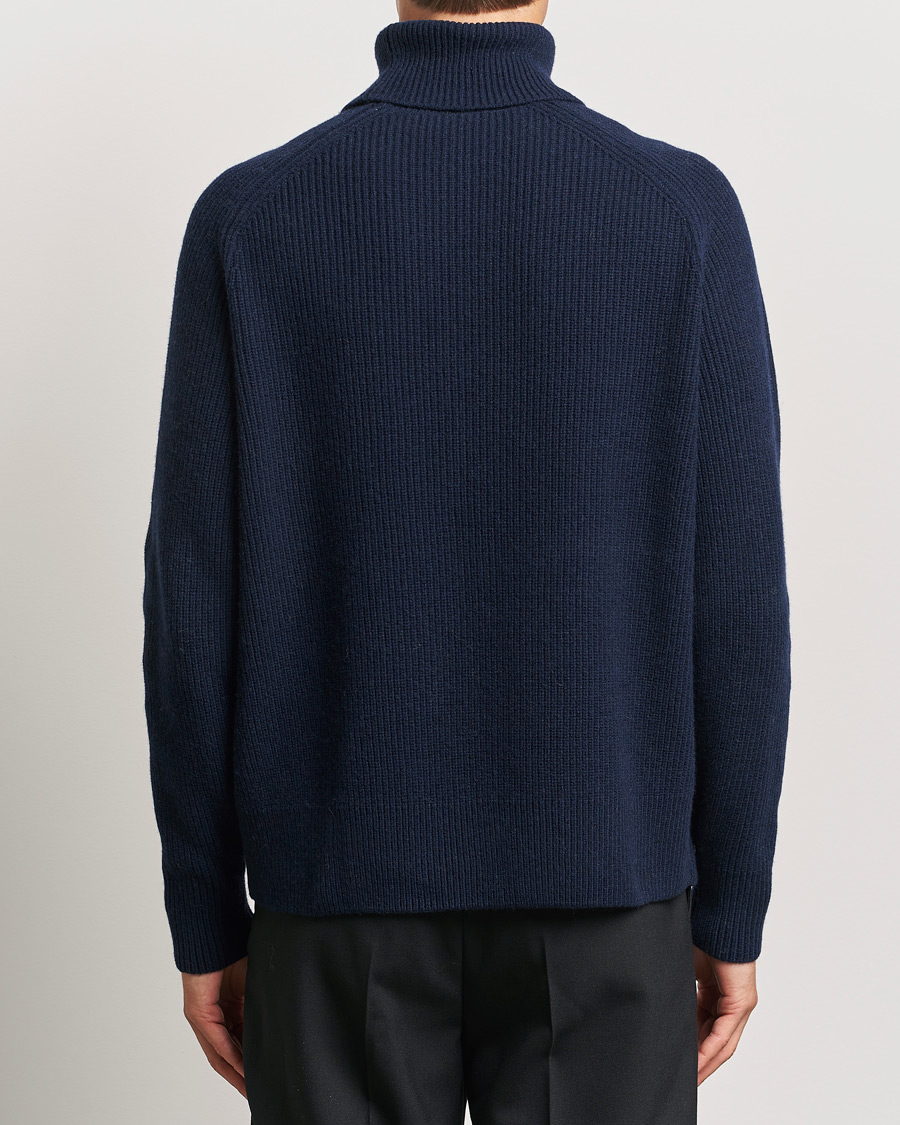 Herre | Trøjer | BOSS BLACK | Evento Wool Rib Knitted Polo Dark Blue