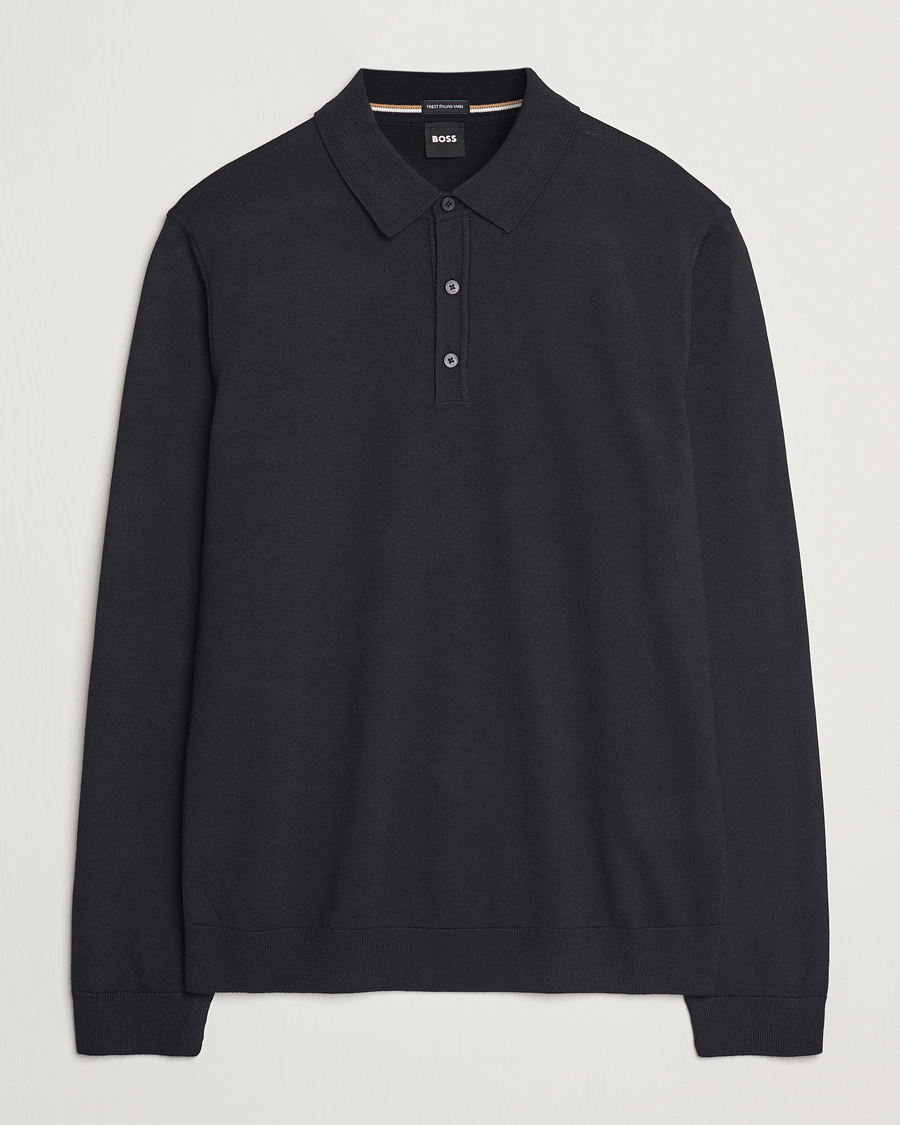 Herre | Trøjer | BOSS BLACK | Lancione Merino Knitted Polo Black