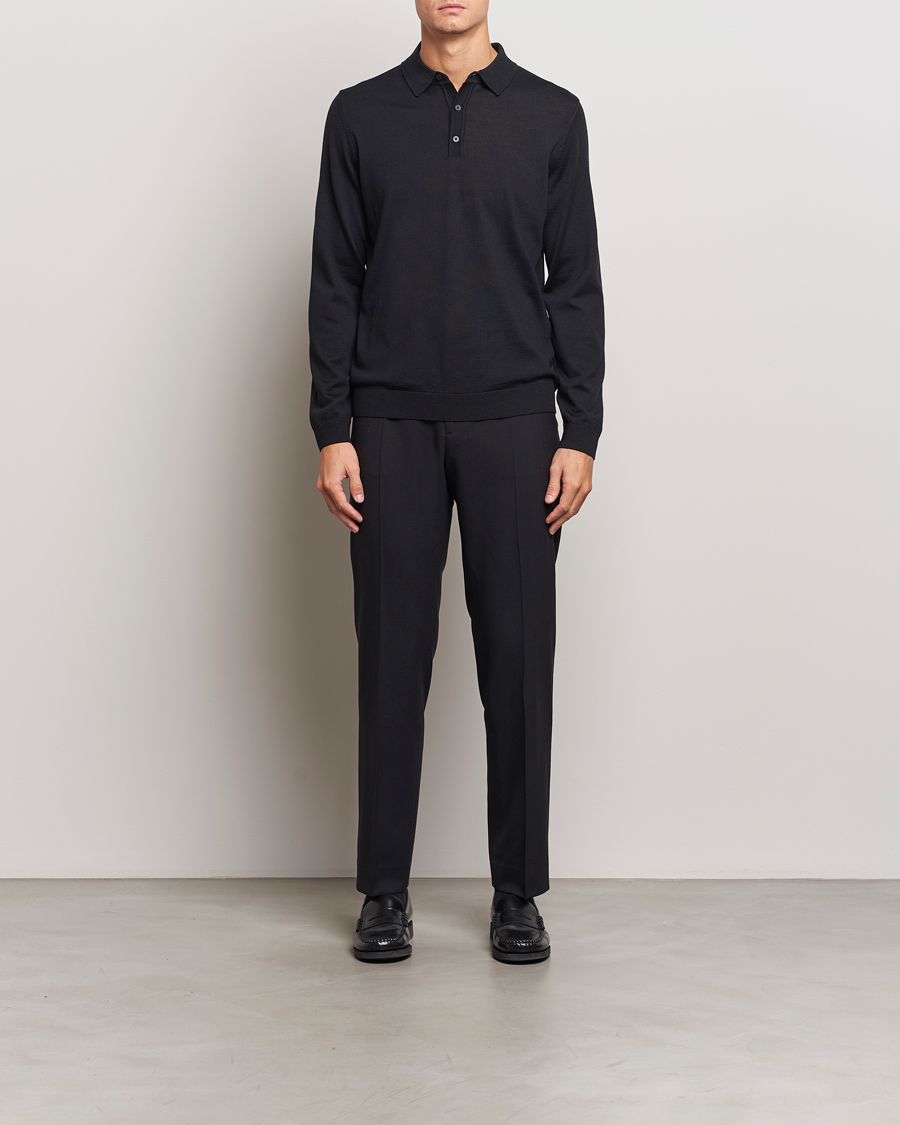 Herre | Trøjer | BOSS BLACK | Lancione Merino Knitted Polo Black