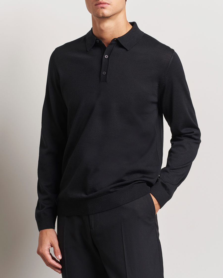 Herre | Trøjer | BOSS BLACK | Lancione Merino Knitted Polo Black