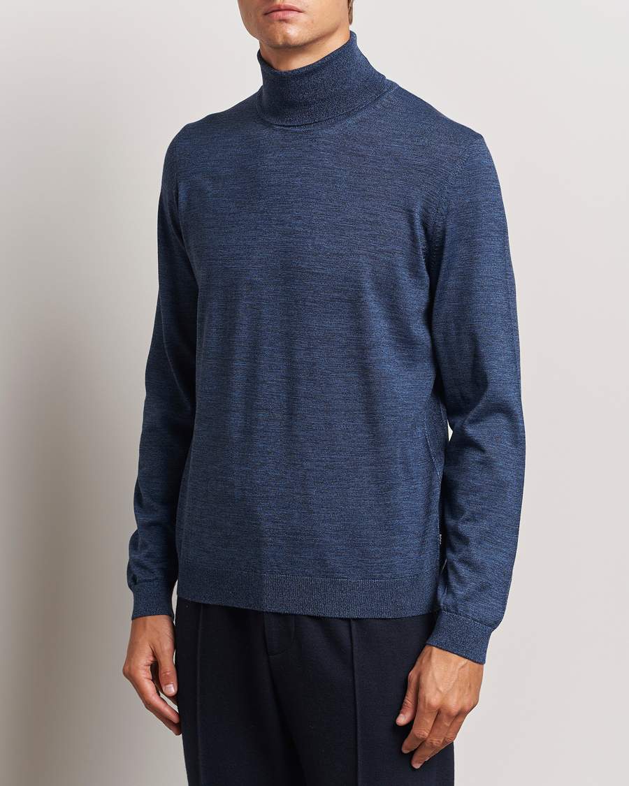 Herre | Trøjer | BOSS BLACK | Musso Merino Knitted Polo Bright Blue
