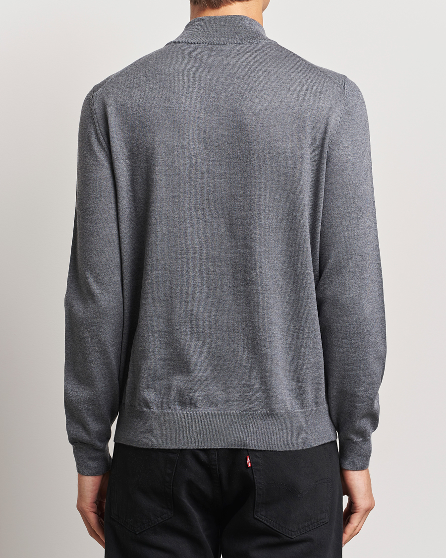 Herre | Trøjer | BOSS BLACK | Ebenji Merino Knitted Half Zip Medium Grey