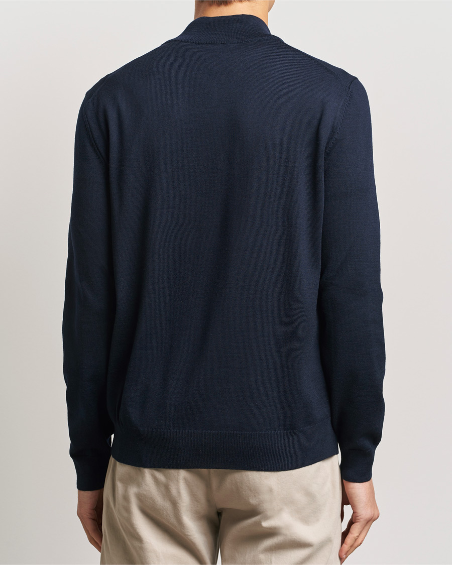 Herre | Trøjer | BOSS BLACK | Ebenji Merino Knitted Half Zip Dark Blue