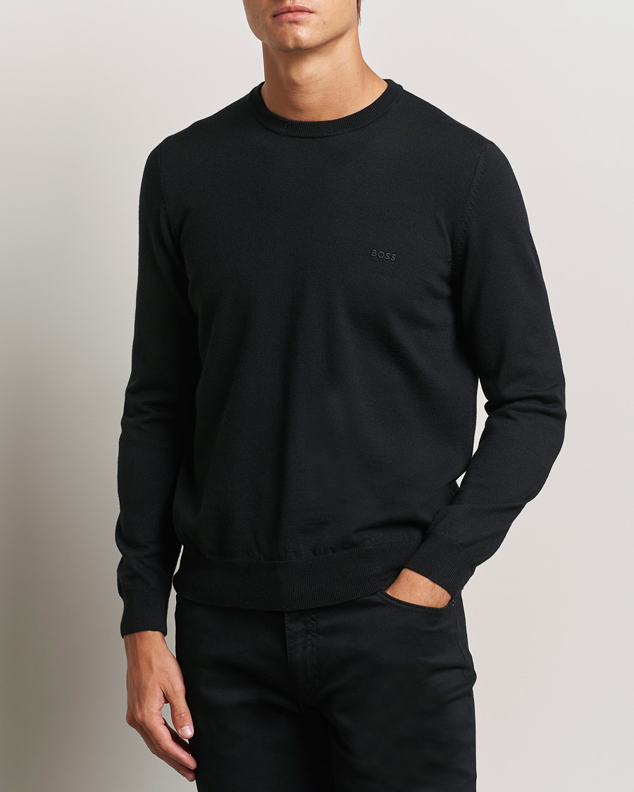 Herre | Trøjer | BOSS BLACK | Botto Merino Knitted Pullover Black