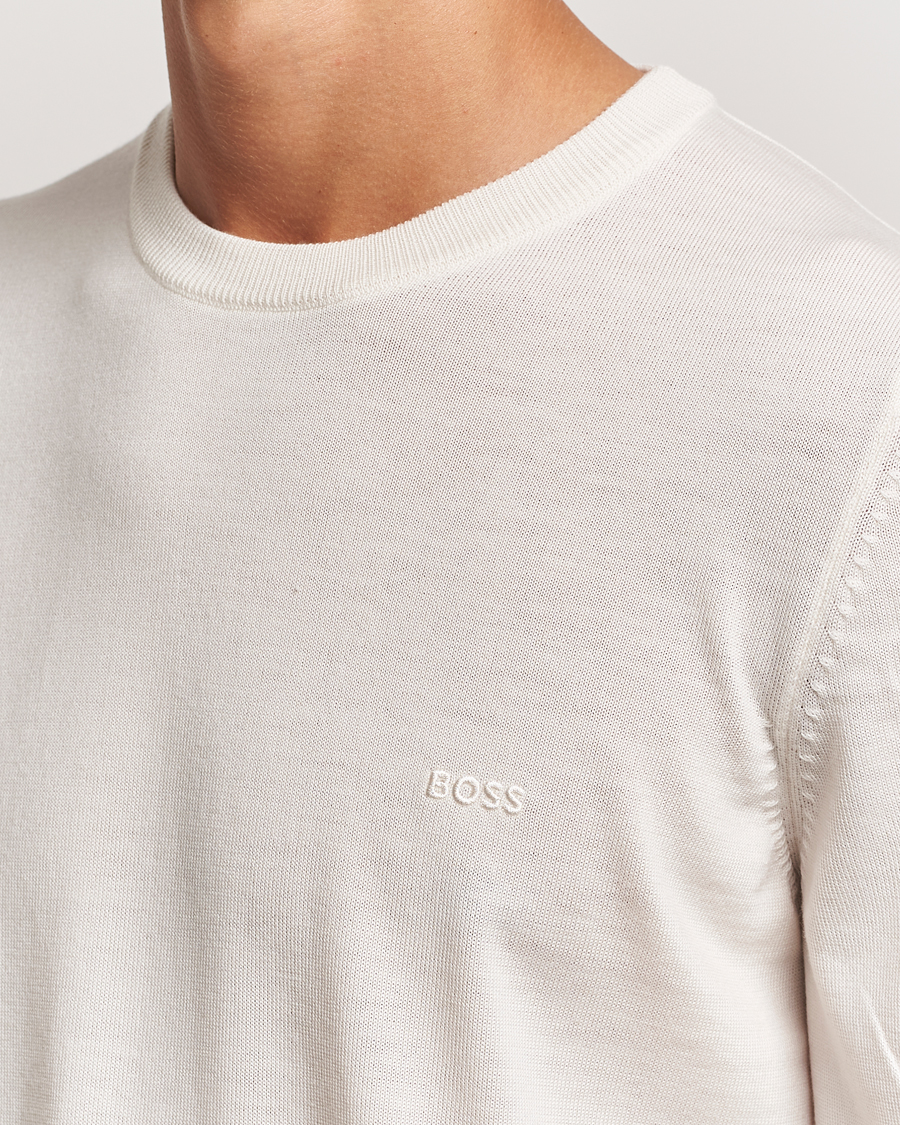 Herre | Trøjer | BOSS BLACK | Botto Merino Knitted Pullover Open White