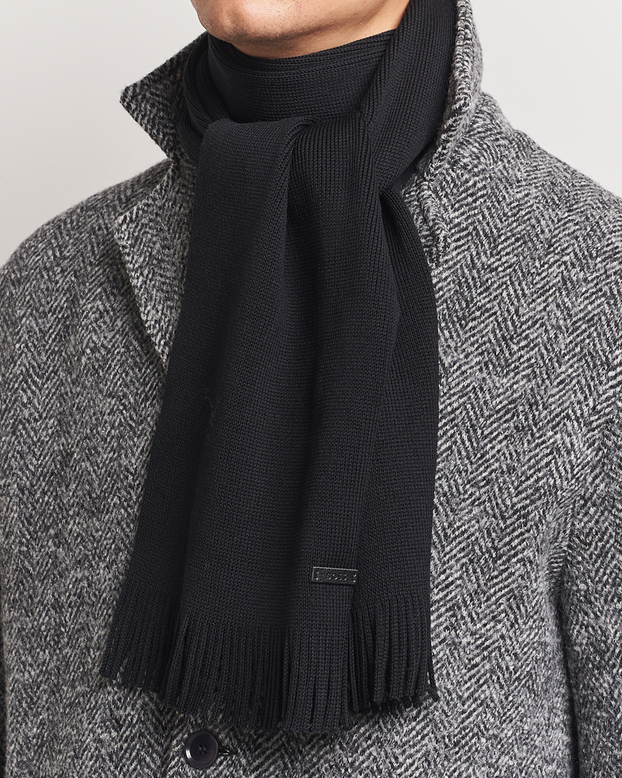 Herre | BOSS BLACK Albas Wool Scarf Black | BOSS BLACK | Albas Wool Scarf Black