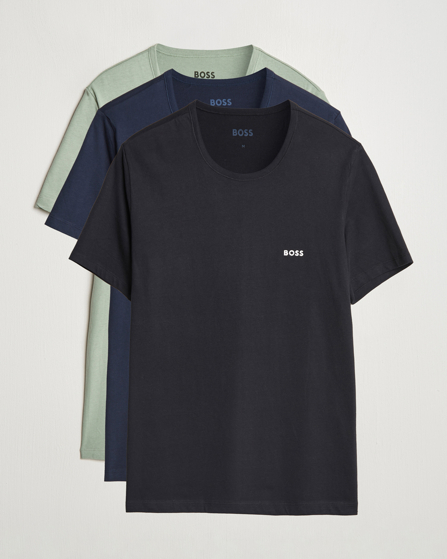 Herre | T-Shirts | BOSS BLACK | 3-Pack Crew Neck T-Shirt Black/Navy/Green