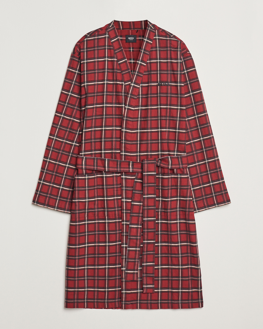 Herre | Pyjamas & Morgenkåber | BOSS BLACK | Holiday Checked Robe Dark Red