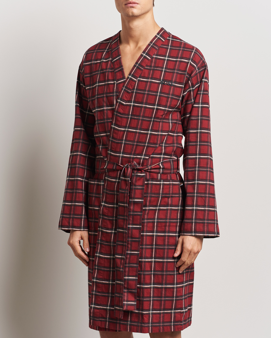 Herre | Pyjamas & Morgenkåber | BOSS BLACK | Holiday Checked Robe Dark Red