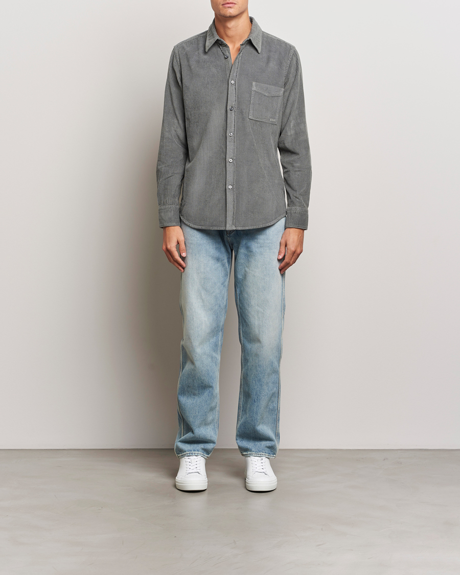 Herre | Skjorter | BOSS ORANGE | Relegant Corduroy Shirt Open Grey
