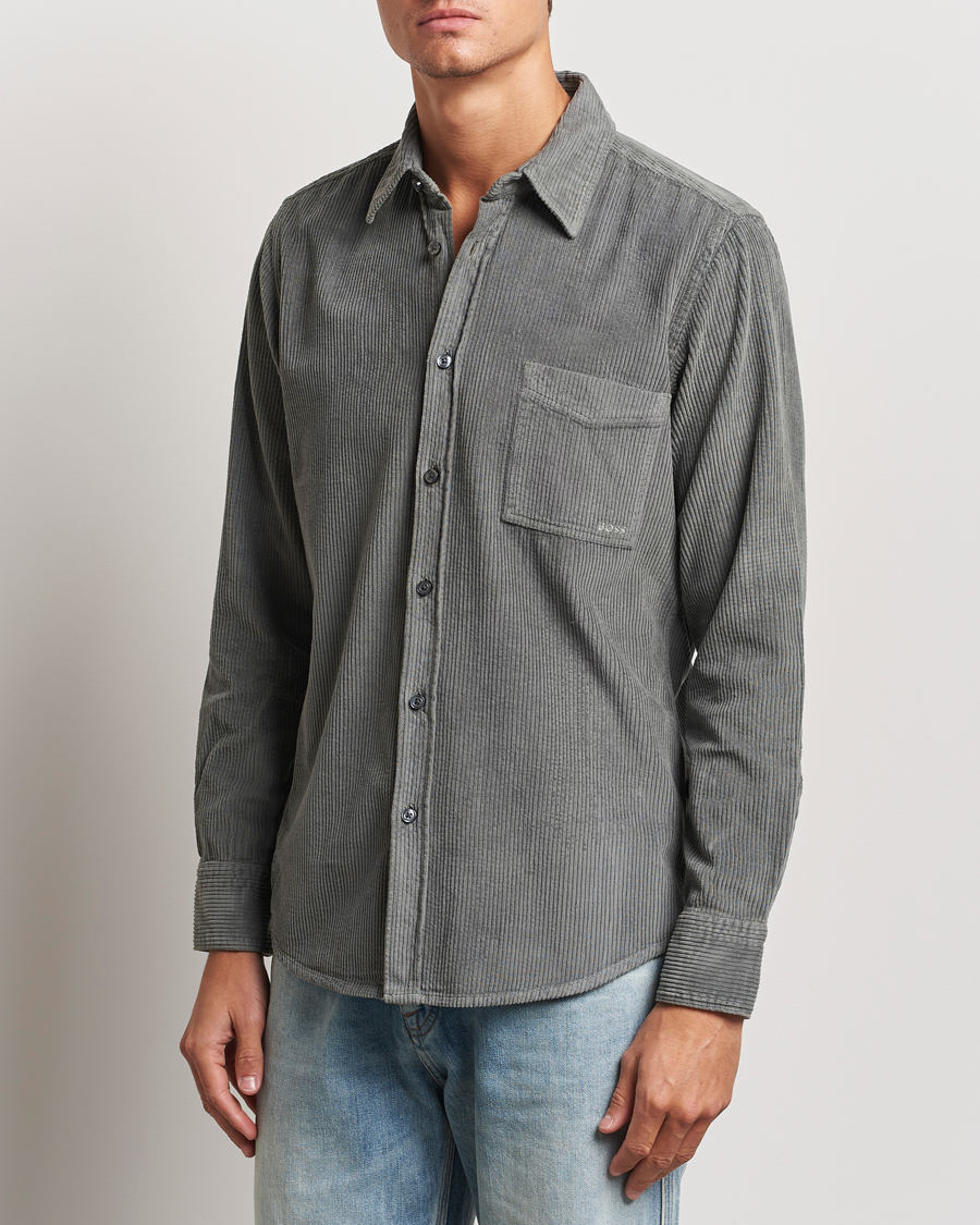 Herre | Skjorter | BOSS ORANGE | Relegant Corduroy Shirt Open Grey
