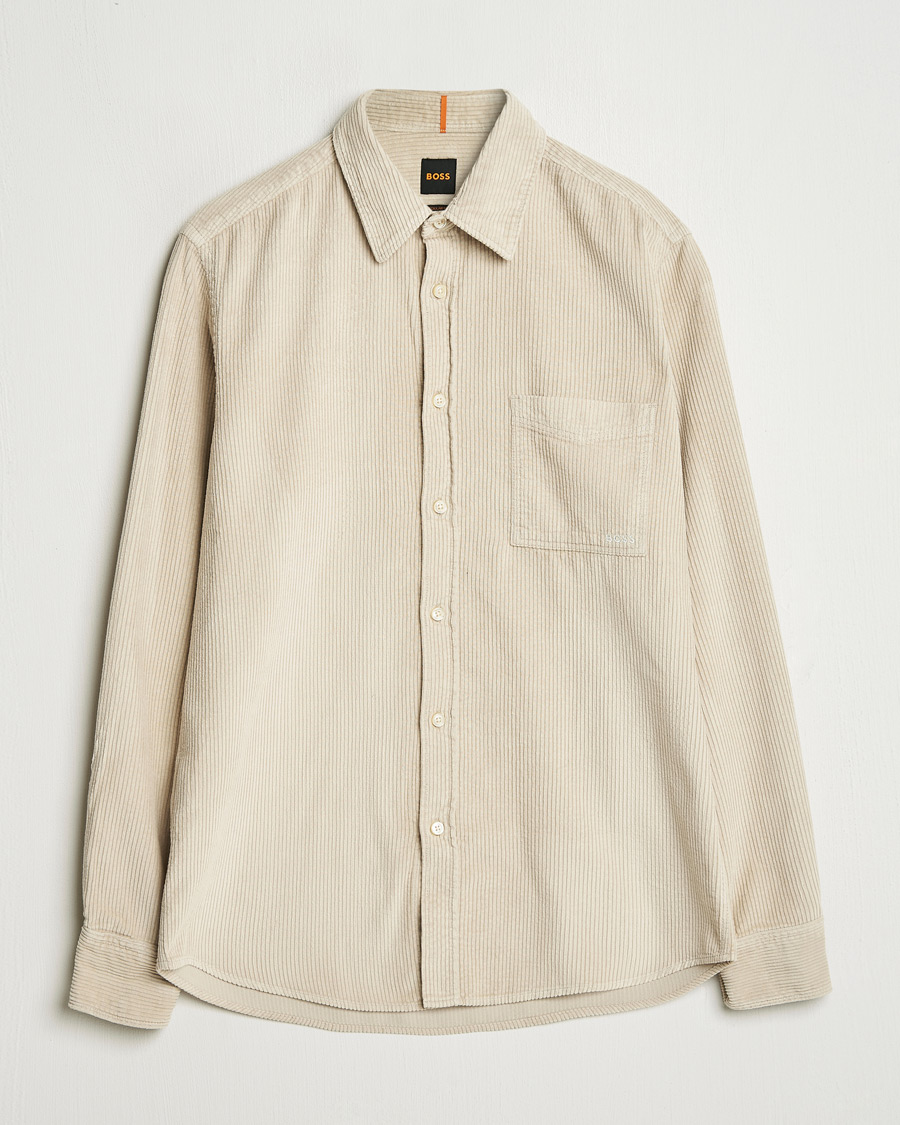 Herre | Skjorter | BOSS ORANGE | Relegant Corduroy Shirt Light Beige
