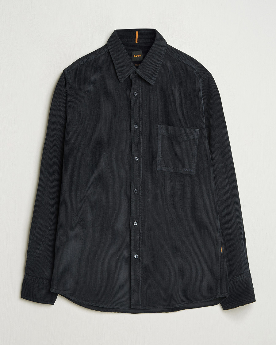 Herre | Skjorter | BOSS ORANGE | Relegant Corduroy Shirt Dark Blue