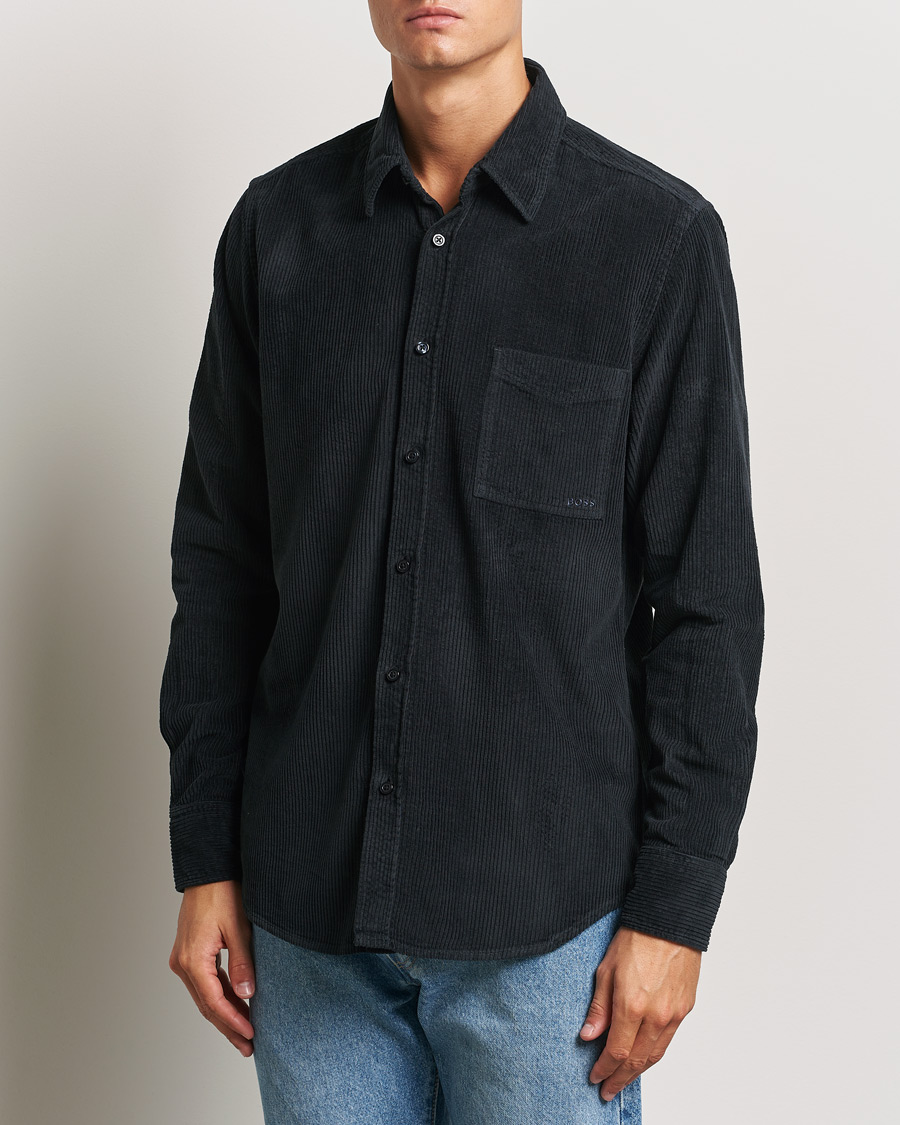Herre | Skjorter | BOSS ORANGE | Relegant Corduroy Shirt Dark Blue