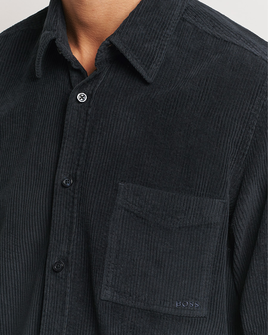 Herre | Skjorter | BOSS ORANGE | Relegant Corduroy Shirt Dark Blue