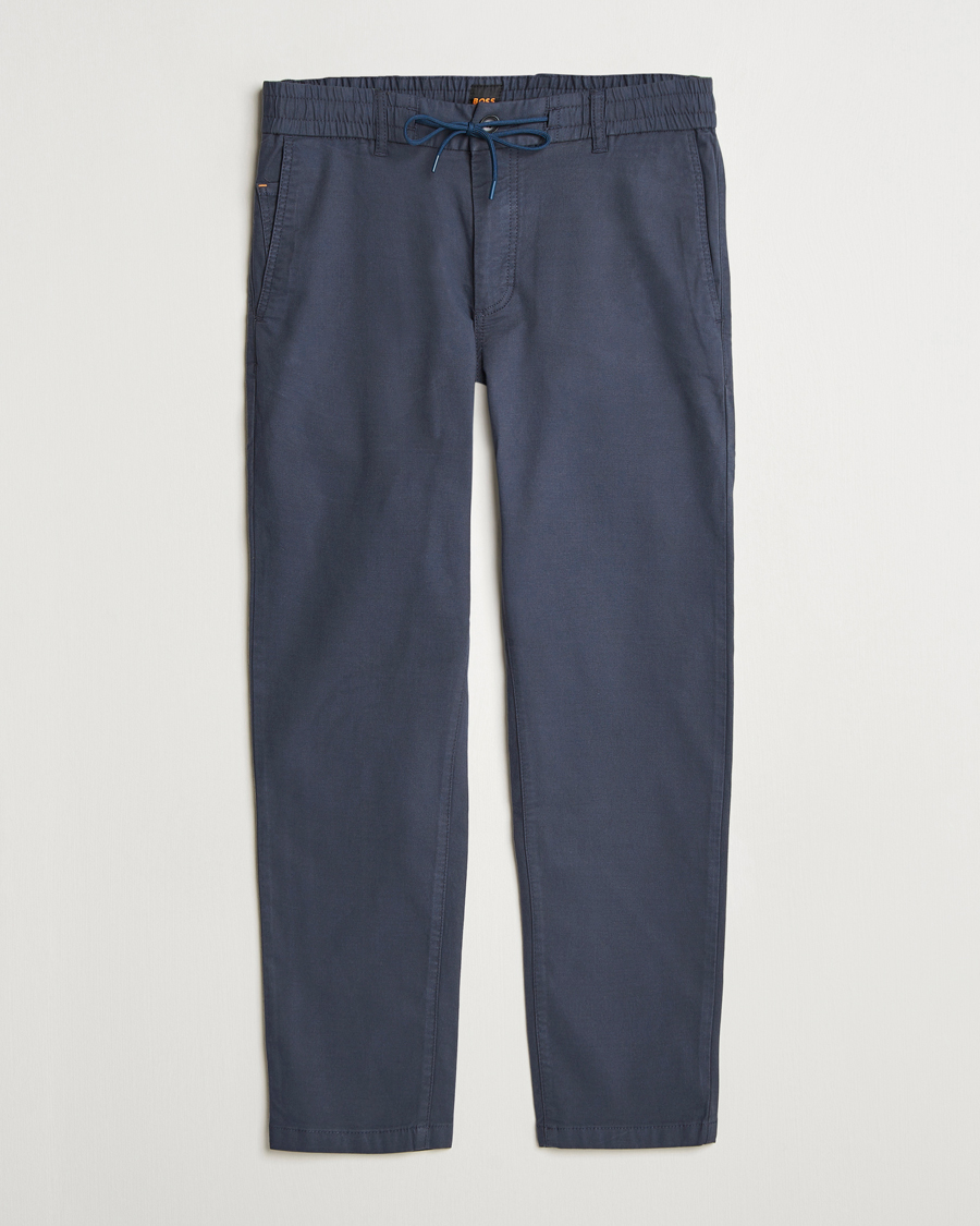 Herre | Bukser | BOSS ORANGE | Tapered Drawstring Trousers Dark Blue