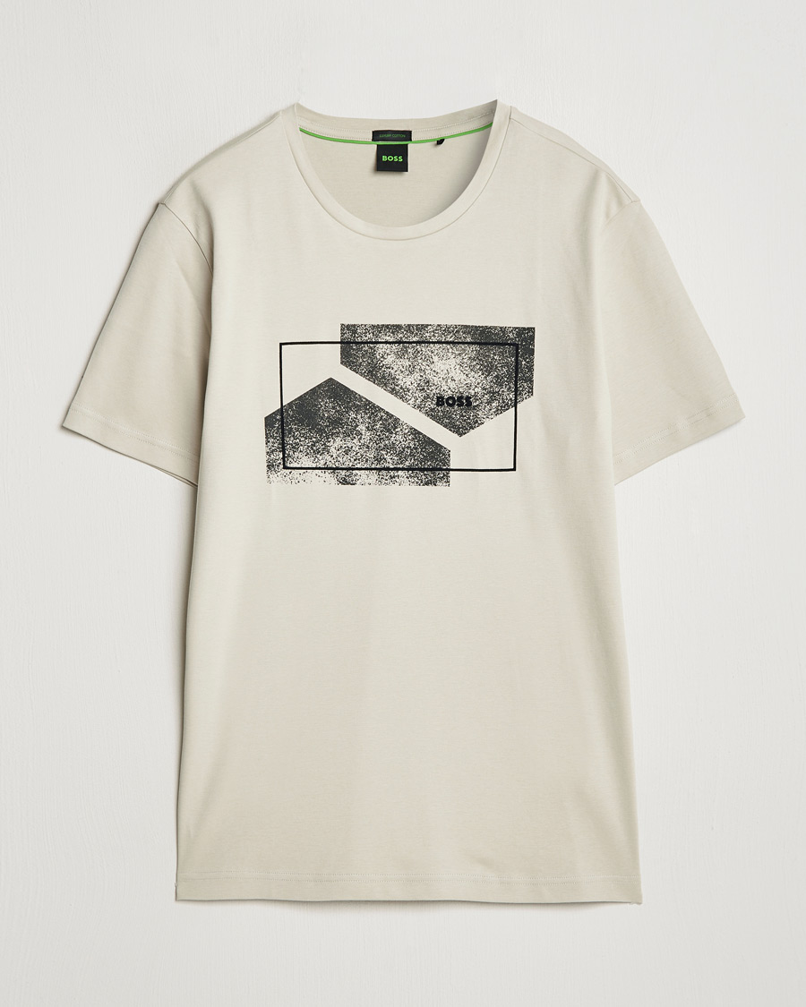 Herre | T-Shirts | BOSS GREEN | Graphic Crew Neck T-Shirt Light Beige