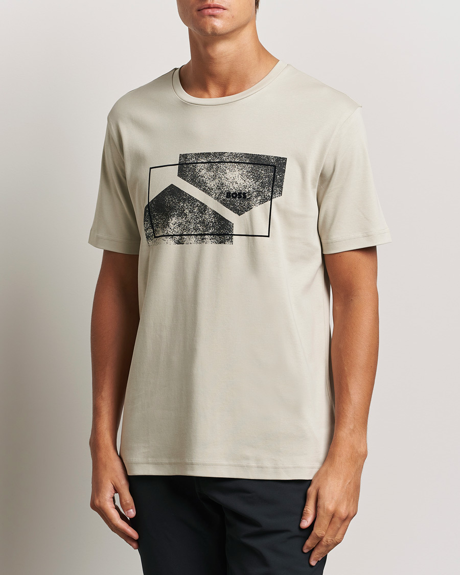 Herre | T-Shirts | BOSS GREEN | Graphic Crew Neck T-Shirt Light Beige