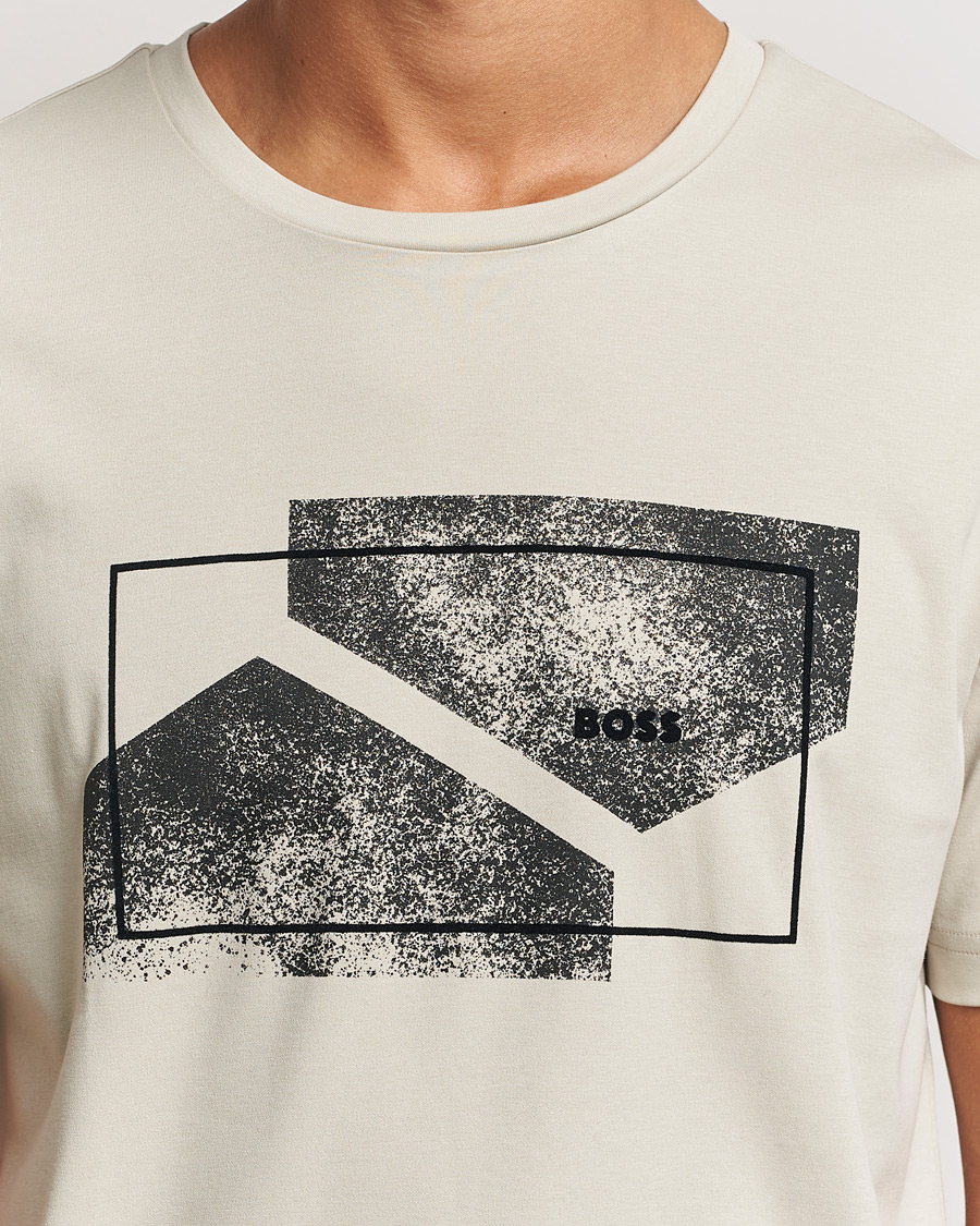 Herre | T-Shirts | BOSS GREEN | Graphic Crew Neck T-Shirt Light Beige