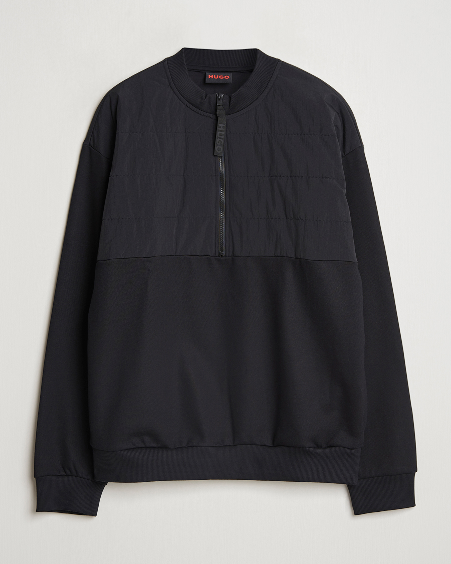 Herre | Trøjer | HUGO | Detechsom Hybrid Half Zip Black
