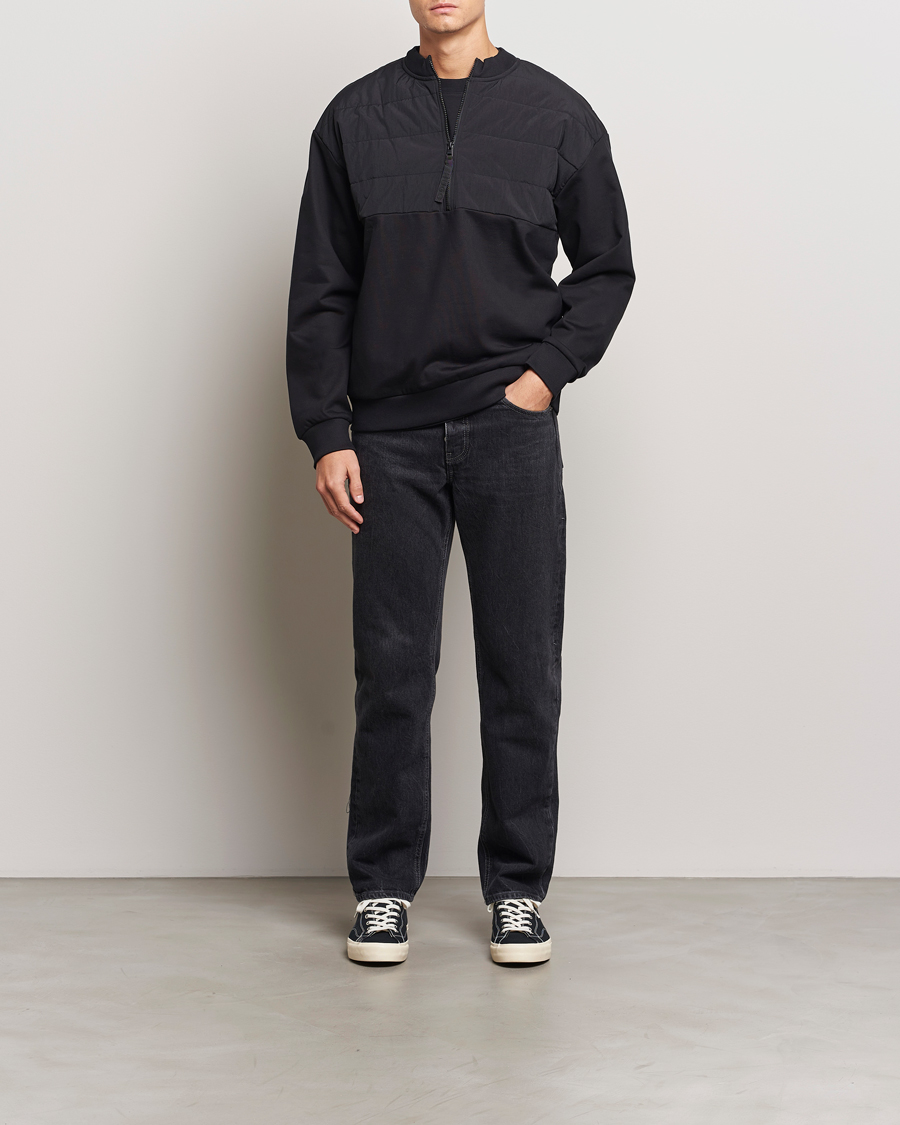 Herre | Trøjer | HUGO | Detechsom Hybrid Half Zip Black