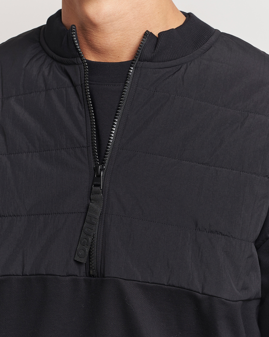 Herre | Trøjer | HUGO | Detechsom Hybrid Half Zip Black